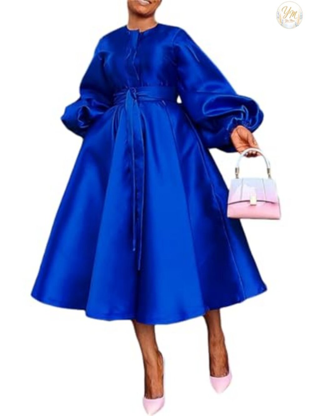 Women's Satin Maxi Dress Long Sleeve Semi Formal A-Line